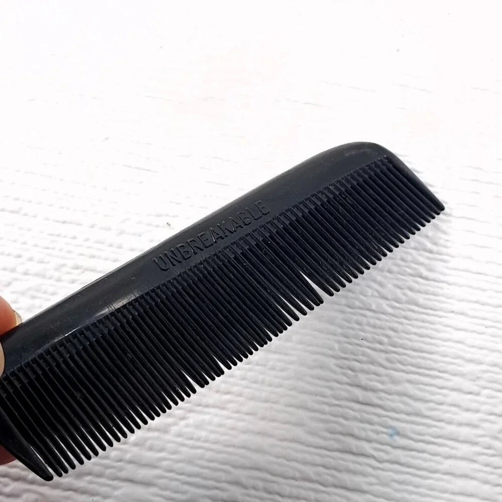 Vintage Ace Unbreakable Plastic Black Hard Rubber hair Comb USA Pocket Purse‎ 5